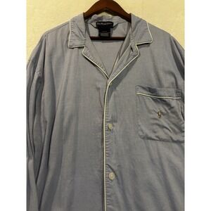Polo Ralph Lauren Mens Sleepwear XL Pajama‎ Top Shirt Blue Logo Long Button